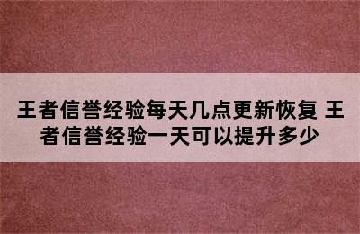 王者信誉经验每天几点更新恢复 王者信誉经验一天可以提升多少